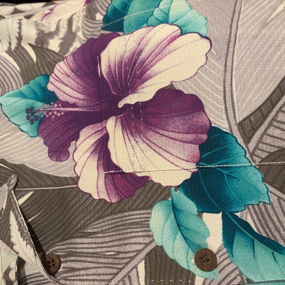 Tommy Bahama Purple and Teal Floral Shirt - Picture 5 of 5